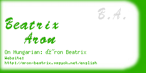 beatrix aron business card